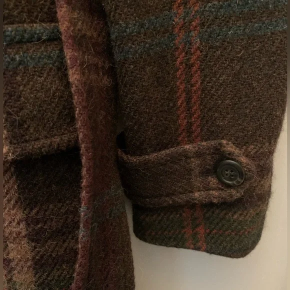 Ralph Lauren Dark Brown Plaid Double Breasted Coat - Picture 3 of 13